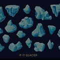 Blue Glacier Ice Wall Decor With Various Geometric Shapes And Designs