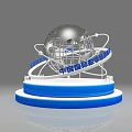 China International Digital Trade Exhibition Model With Globe And Digital Elements 3d model