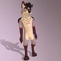 Anthropomorphic Wolf Character With Black Ears White Body Brown Limbs And Red Accents