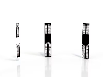 Black Vertical Decorative Pillar Equipment With White Panes Various Heights And Reflections On White Background 3d model