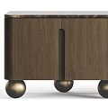 Elegant Modern Wooden Sideboard With Golden Spherical Legs And Marble Top