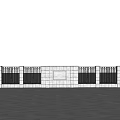 Modern Building Exterior Wall With Stone Panels Black Metal Railings And Decorative Elements