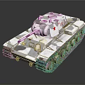 Military Armored Tank With White Camouflage Paint Red Star And Number 7618