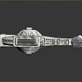 Detailed White Sci Fi Spaceship Model With Red Stripes Cockpit And Engines