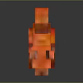 3D Pixel Art Red Squirrel Character With Vibrant Red Blocky Design On Dark Reflective Background