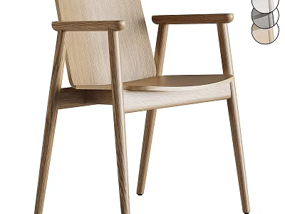 Wooden Dining Chair With Armrests Simple Modern Design For Dining Room 3d model