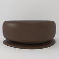 Round Dark Brown Wooden Coffee Table with Smooth Surface and Simple Design 3d model