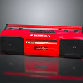 Red Supersonic IC220 Boombox Radio With Black Speakers And Control Buttons