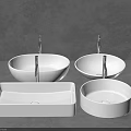 Modern Minimalist Bathroom Washbasin with Oval Rectangular Round Shapes Ceramic Finish and Chrome Faucet