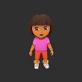 Cute Animated Girl With Brown Short Hair Pink Shirt Orange Shorts And White Shoes