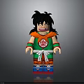 Detailed Anime LEGO Character In Orange Green Outfit With Mythical Creature Companion