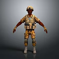 Game Movie Character Soldier In Camouflage Uniform With Tactical Gear Helmet Knee Pads White Boots