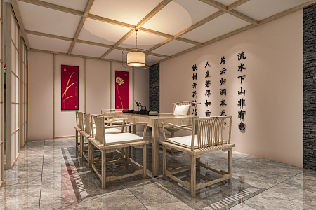 New Chinese Tea Shop Tea Shop Tea Shop Tea Display Cabinet Tea Tasting Area Tea Table and Chair Tea Room Tea House 3d model