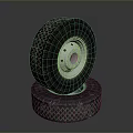 Stacked Tires With Diamond Pattern Tread And White Metal Rims 3d model