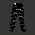 Black Straight Leg Pants With White Vertical Stripes For Casual Daily Outfits