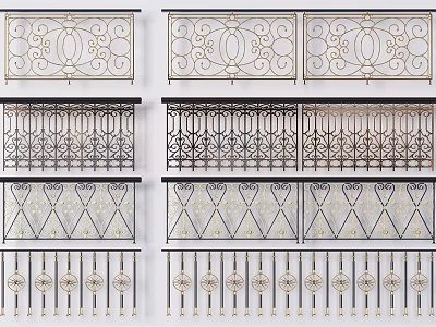 Ornamental Metal Fence Railings With Intricate Patterns For Balcony Design 3d model