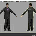 A Man Wearing Checkered Suit With Front And Back Views Standing Pose 3d model