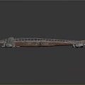 Vintage Wooden Canoe And Frame Structure For Water Transport With Stone Supports