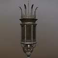 Classical Metal Wall Lamp With Ornate Decorative Details And Columnar Structure