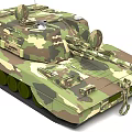 Military Camouflage Tank With Turret Gun Barrel Tracks And Armor Details