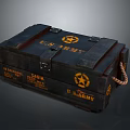 Vintage US Army Style Storage Crate With Yellow Star And Rope Handle