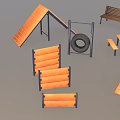 Wooden Playground Equipment With Ramps Benches Tires And Steps For Kids