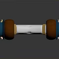 Modern Electronic Headphones With Brown Ear Cushions Blue Components Silver Headband And Yellow Straps