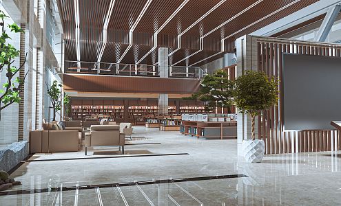 modern library 3d model