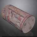 Cylindrical Stone Sculpture Carving With Colorful Decorative Patterns And Figures