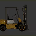 Yellow Heavy Duty Forklift With Metal Frame Cab Large Wheels And Forks