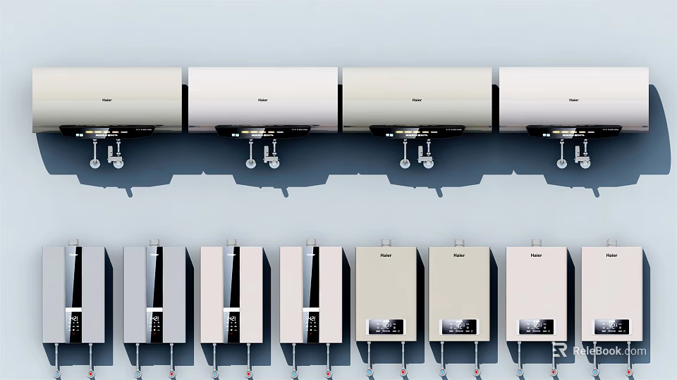 Household Electrical Appliances Wall Mounted Water Heaters Displayed In Multiple Units On Wall 3d model 