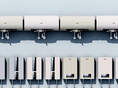 Household Electrical Appliances Wall Mounted Water Heaters Displayed In Multiple Units On Wall 3d model