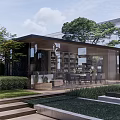 Residential Landscape With Lush Trees Tiled Walkway Trimmed Shrubs And Symmetrical Greenery