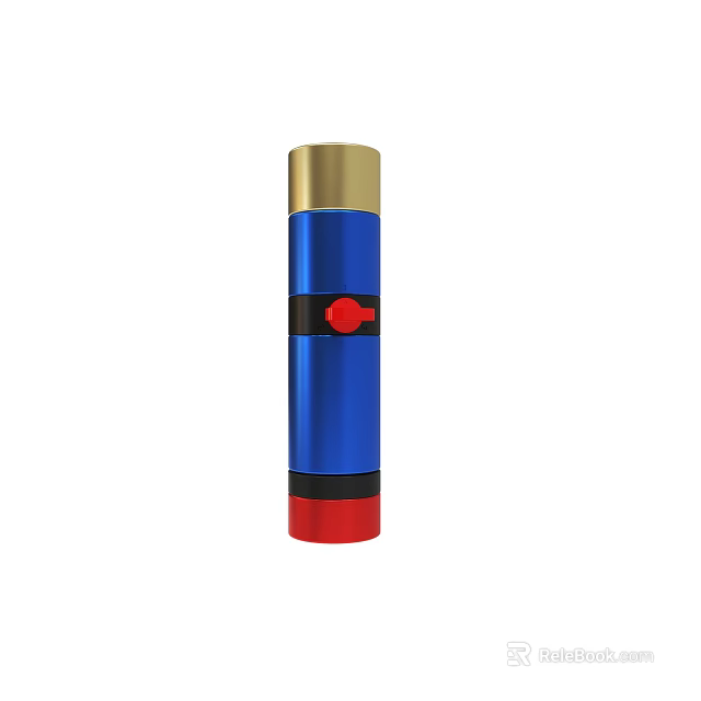 Modern Cylindrical Device With Blue Red Gold Color And Sleek Design 3d model 