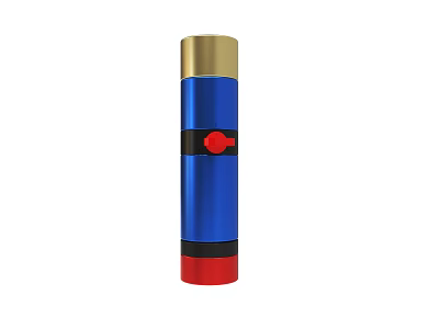 Modern Cylindrical Device With Blue Red Gold Color And Sleek Design 3d model