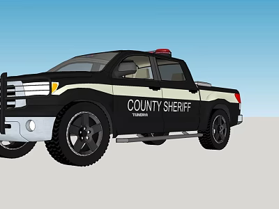 County Sheriff Black And White Functional Law Enforcement Truck With Emergency Lights 3d model