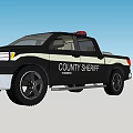County Sheriff Black And White Functional Law Enforcement Truck With Emergency Lights