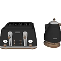 Vintage Black Kitchen Appliances Toaster And Kettle With Classic Design