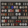Colorful Decorative Ornament Collection With Various Shapes On Multilayer Display Shelf