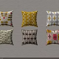 Set of Six Colorful Decorative Pillows Featuring Various Geometric And Floral Designs