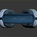 Comfortable Computer Headphones With Blue Headband And Woven White Ear Cups