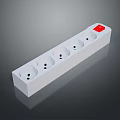 Durable White Power Strip With Multiple Outlets And Red Switch For Computer Accessories 3d model