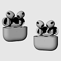 White Wireless Earbuds with Charging Case and Indicator Light for Audio 3d model