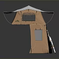 Outdoor Camping Tent With Brown Body White Canopy And Mesh Windows
