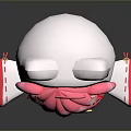 Cute 3D Character With Pink Hair And Cat Ears In Red White Outfit