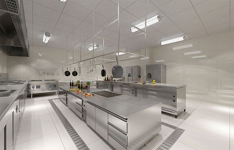 Modern Kitchen Hotel Kitchen Stainless Steel Kitchenware Kitchen Equipment 3d model