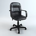 Black Leather Office Chair with Armrests Padded Back Stitching Five Star Base Caster Wheels