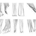 Various White Curtain Designs with Different Hanging and Flowing Styles 3d model