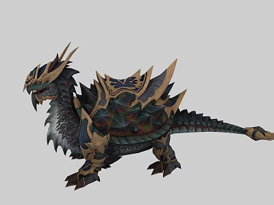 Fantasy Dragon With Ornate Scales Sharp Spikes And Decorative Armor Design 3d model