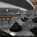 Modern Restaurant Interior With Open Dining Area Bar Counter And Stylish Pendant Lights